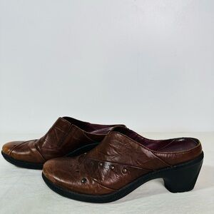 Romika Browns Leather Studded Mules Heel Slip On Shoes  Women's Size 40 EU 9 US